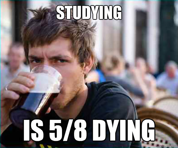 studying is 5/8 dying  Lazy College Senior