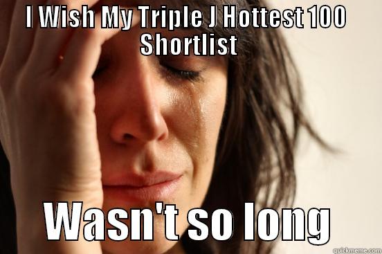 I WISH MY TRIPLE J HOTTEST 100  SHORTLIST       WASN'T SO LONG      First World Problems