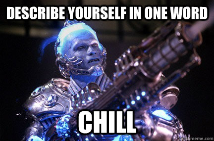 Describe yourself in one word CHILL  - Describe yourself in one word CHILL   Bad Pun Mr Freeze