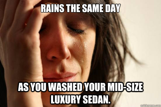 Rains the same day As you washed your mid-size luxury sedan.  First World Problems