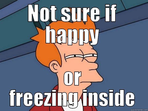 NOT SURE IF HAPPY OR FREEZING INSIDE Futurama Fry