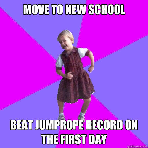 Move to new school Beat jumprope record on the first day  Socially awesome kindergartener