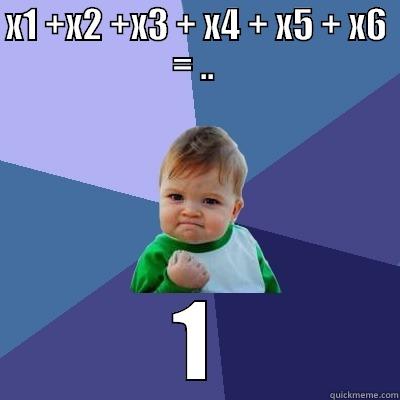X1 +X2 +X3 + X4 + X5 + X6 = ..  1 Success Kid