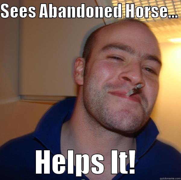 SEES ABANDONED HORSE...  HELPS IT!  Good Guy Greg 