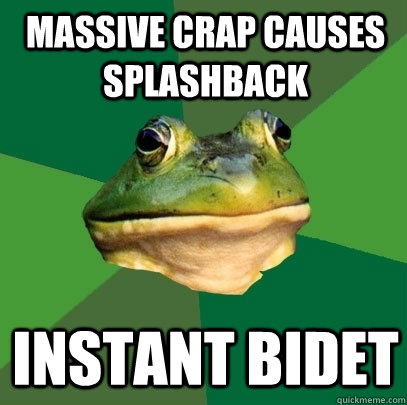 Massive crap causes splashback instant bidet  Foul Bachelor Frog