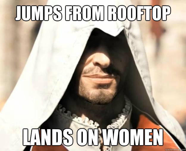 Jumps from RoofTop

 Lands on Women  