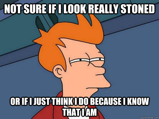 Not sure if I look really stoned Or if I just think I do because I know that I am   Futurama Fry
