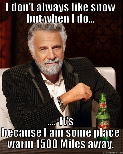 I DON'T ALWAYS LIKE SNOW BUT WHEN I DO... ....  IT'S BECAUSE I AM SOME PLACE WARM 1500 MILES AWAY. The Most Interesting Man In The World