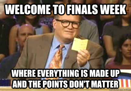 Welcome To Finals Week Where Everything is Made Up and the points don't matter  Whose Line Is It Anyway Meme