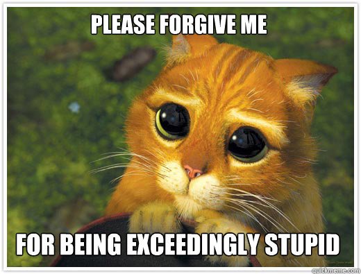 Please forgive me   FOR BEING EXCEEDINGLY STUPID  Shrek Cat