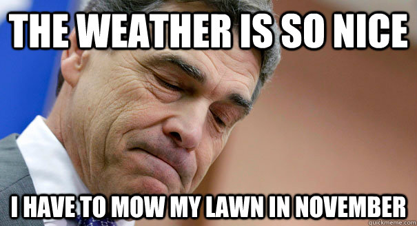 The Weather is so nice I have to mow my lawn in November  Texas Problems