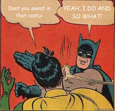 Don´t you sweat in that costu- YEAH, I DO AND SO WHAT!  Batman Slapping Robin