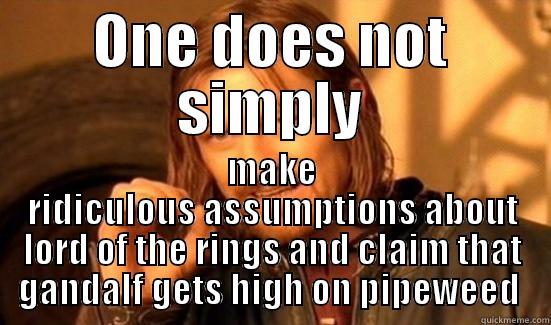 ONE DOES NOT SIMPLY MAKE RIDICULOUS ASSUMPTIONS ABOUT LORD OF THE RINGS AND CLAIM THAT GANDALF GETS HIGH ON PIPEWEED  Boromir