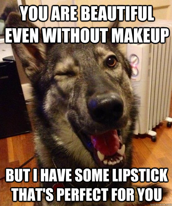 You are beautiful even without makeup But I have some lipstick that's perfect for you  Pickup Pup