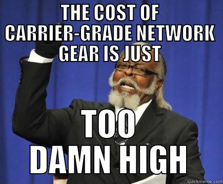 THE COST OF CARRIER-GRADE NETWORK GEAR IS JUST TOO DAMN HIGH Too Damn High