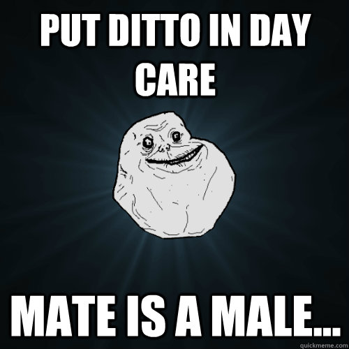 Put Ditto in Day care Mate is a male...  Forever Alone