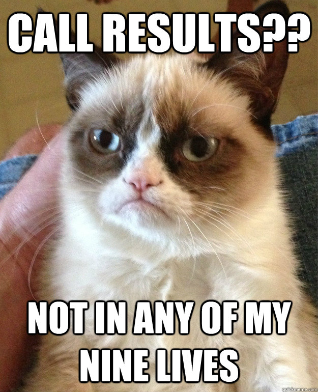 Call results?? not in any of my nine lives  Grumpy Cat