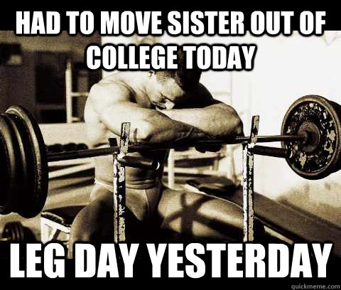 Had to move sister out of college today Leg day yesterday - Had to move sister out of college today Leg day yesterday  Bodybuilder Problems