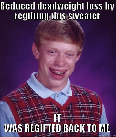 Bad luck with deadweight loss. - REDUCED DEADWEIGHT LOSS BY REGIFTING THIS SWEATER IT WAS REGIFTED BACK TO ME Bad Luck Brian