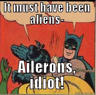 IT MUST HAVE BEEN ALIENS- AILERONS, IDIOT! Slappin Batman