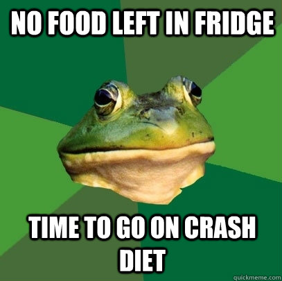 No food left in fridge Time to go on crash diet  Foul Bachelor Frog