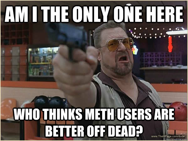 AM I THE ONLY ONE HERE WHO THINKS METH USERS ARE BETTER OFF DEAD?  Walter Shoback