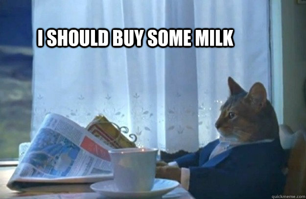 I should buy some milk - I should buy some milk  Sophisticated Cat