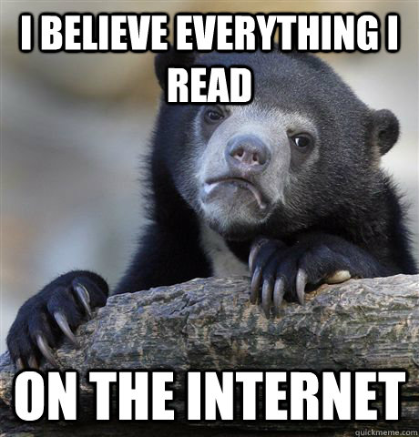 I believe everything i read on the internet  Confession Bear