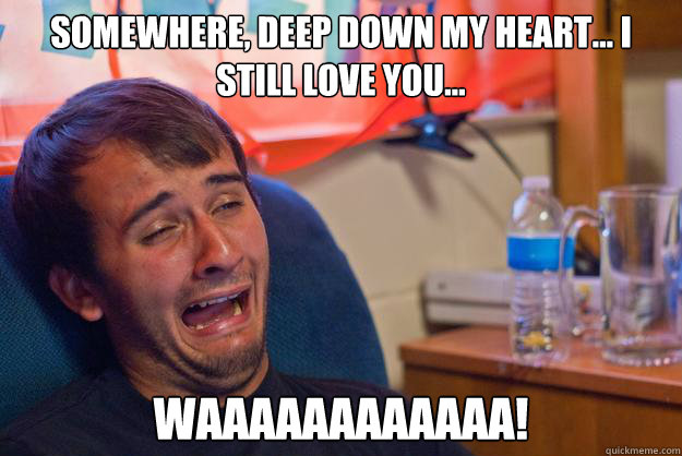 Somewhere, deep down my heart... i still love you... waaaaaaaaaaaa! - Somewhere, deep down my heart... i still love you... waaaaaaaaaaaa!  Desolate Drunk Dan