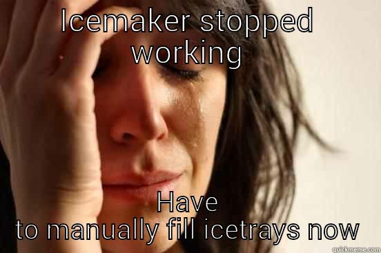 ICEMAKER STOPPED WORKING HAVE TO MANUALLY FILL ICETRAYS NOW First World Problems
