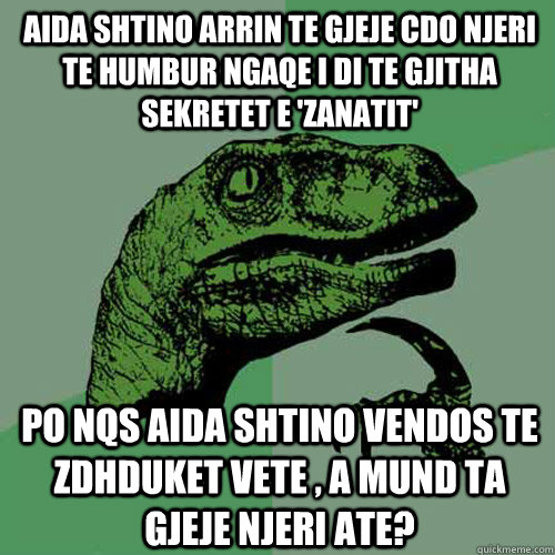 aida shtino arrin te gjeje cdo njeri te humbur ngaqe i di te gjitha sekretet e 'zanatit' po nqs aida shtino vendos te zdhduket vete , a mund ta gjeje njeri ate?  Philosoraptor