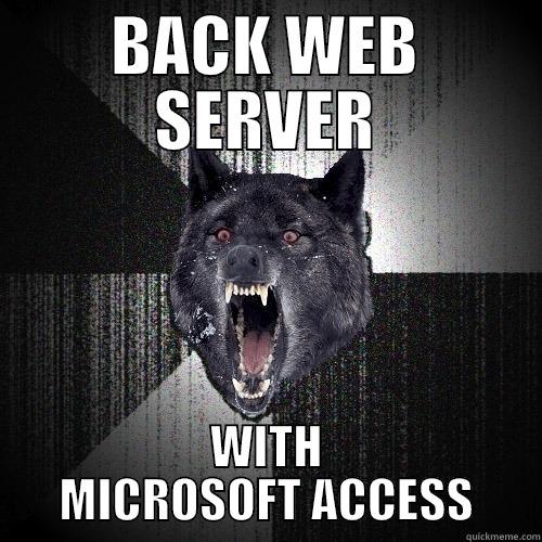 The database platform of choice - BACK WEB SERVER WITH MICROSOFT ACCESS Insanity Wolf