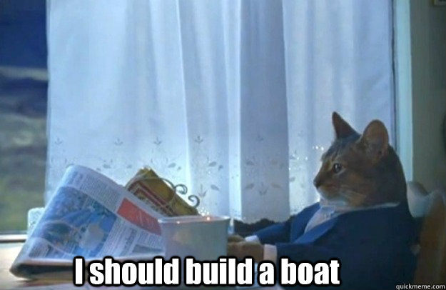 I should build a boat  Sophisticated Cat is broke