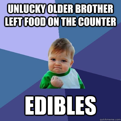 unlucky older Brother left food on the counter edibles  Success Kid