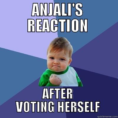 ANJALI'S REACTION AFTER VOTING HERSELF Success Kid