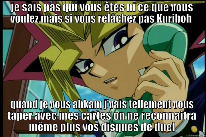 JE SAIS PAS QUI VOUS ÊTES NI CE QUE VOUS VOULEZ MAIS SI VOUS RELÂCHEZ PAS KURIBOH  QUAND JE VOUS AHKAM J'VAIS TELLEMENT VOUS TAPER AVEC MES CARTES ON NE RECONNAITRA MÊME PLUS VOS DISQUES DE DUEL Misc