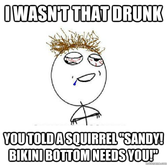 I wasn't that drunk You told a squirrel 
