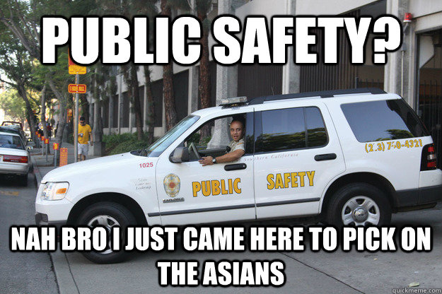 Public Safety? Nah bro I just came here to pick on the asians  USC DPS
