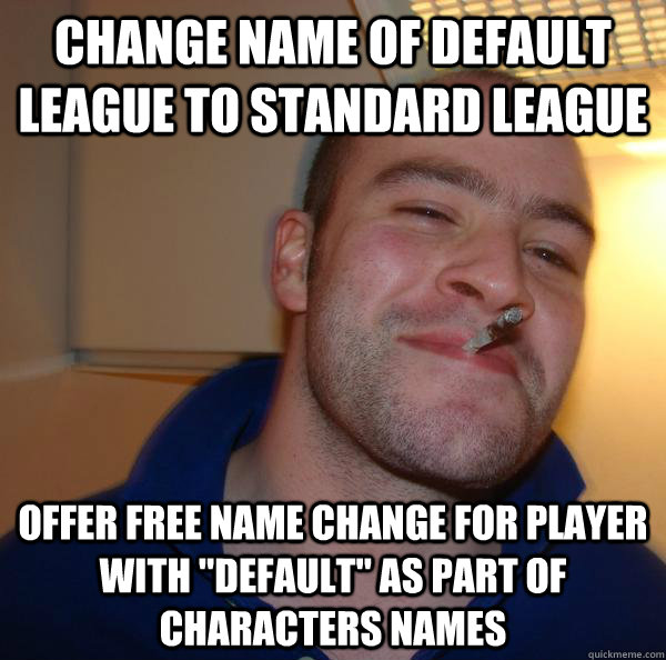 Change name of Default League to Standard League Offer free name change for player with 