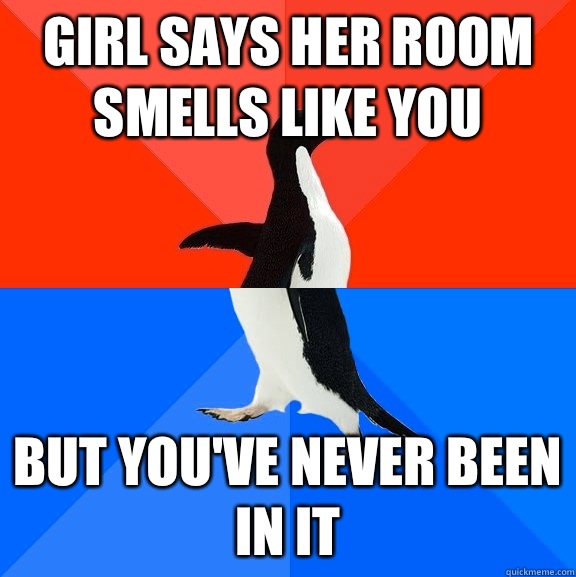 Girl says her room smells like you But you've never been in it  Socially Awesome Awkward Penguin