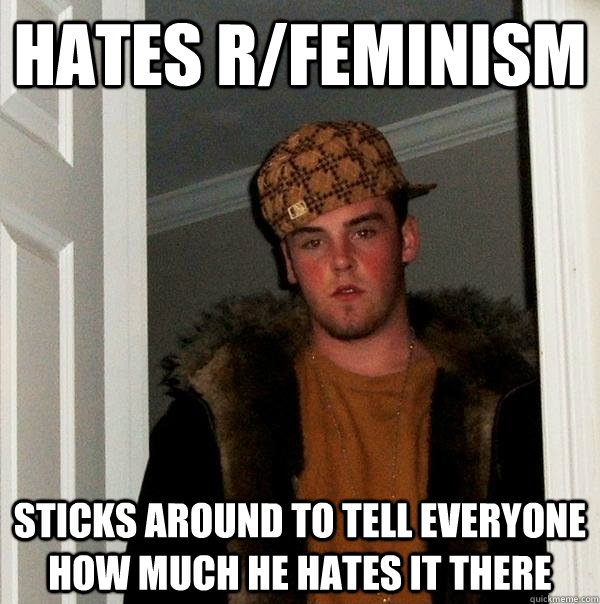 Hates r/feminism sticks around to tell everyone how much he hates it there  Scumbag Steve