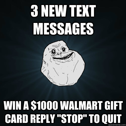 3 new text messages win a $1000 walmart gift card reply 
