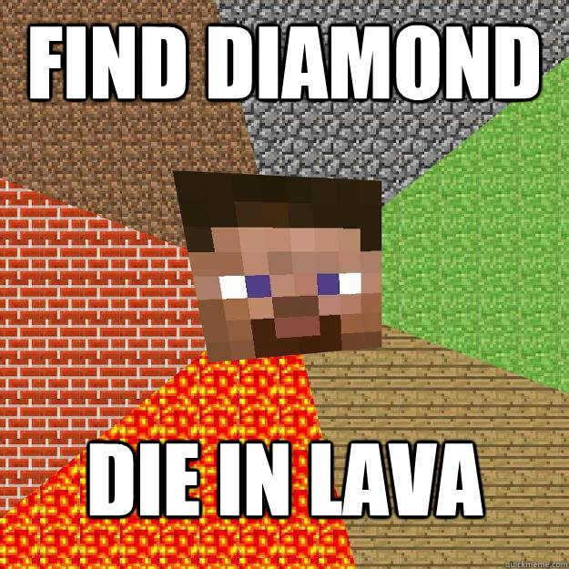 FIND DIAMOND DIE IN LAVA  Minecraft