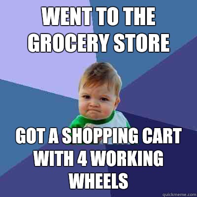 Went to the grocery store Got a shopping cart with 4 working wheels - Went to the grocery store Got a shopping cart with 4 working wheels  Success Kid