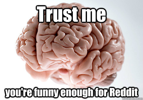 Trust me you're funny enough for Reddit - Trust me you're funny enough for Reddit  Scumbag Brain