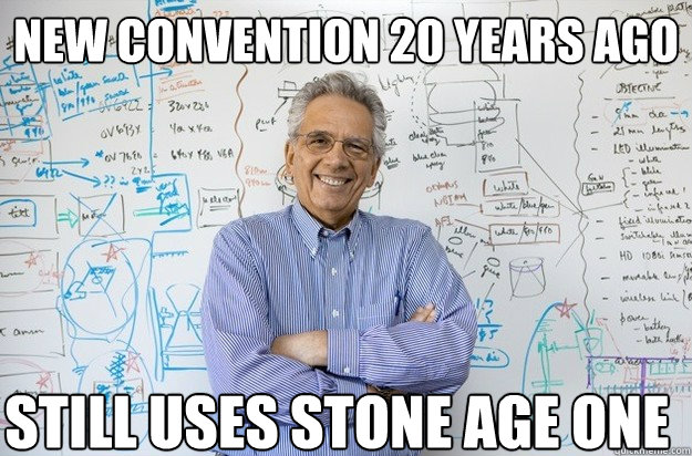 new convention 20 years ago still uses stone age one  Engineering Professor