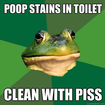poop stains in toilet clean with piss  Foul Bachelor Frog