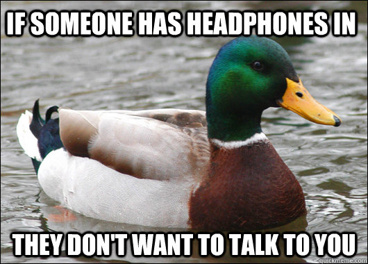 If someone has headphones in They don't want to talk to you  Actual Advice Mallard