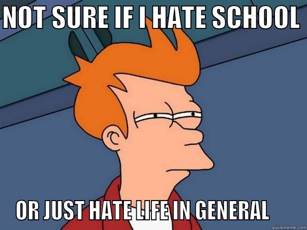 NOT SURE IF I HATE SCHOOL  OR JUST HATE LIFE IN GENERAL      Futurama Fry
