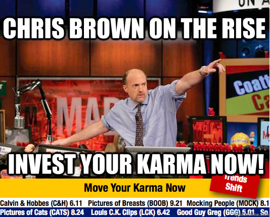 Chris Brown on the rise  invest your karma now!  Mad Karma with Jim Cramer